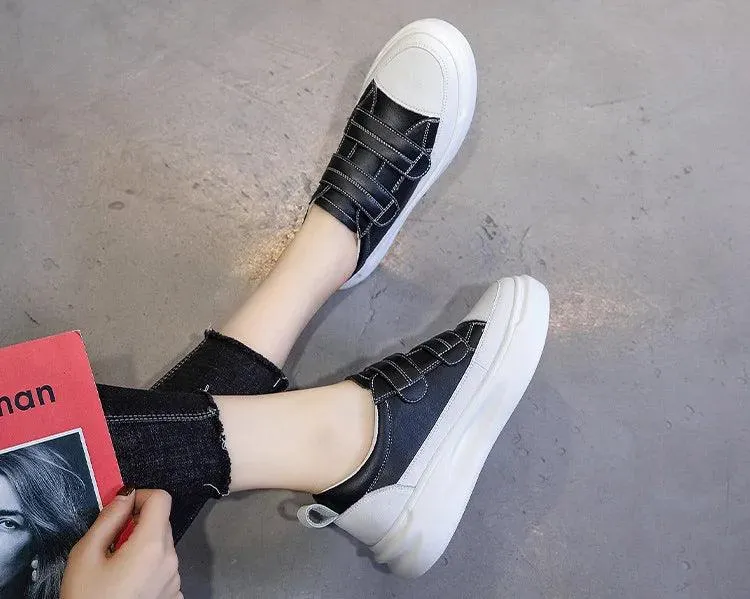 239 - Women's Casual Shoes - Leather Platform Sneakers