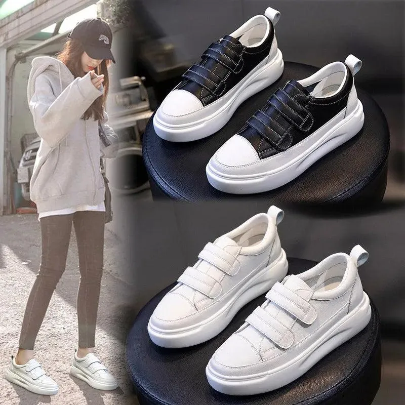 239 - Women's Casual Shoes - Leather Platform Sneakers