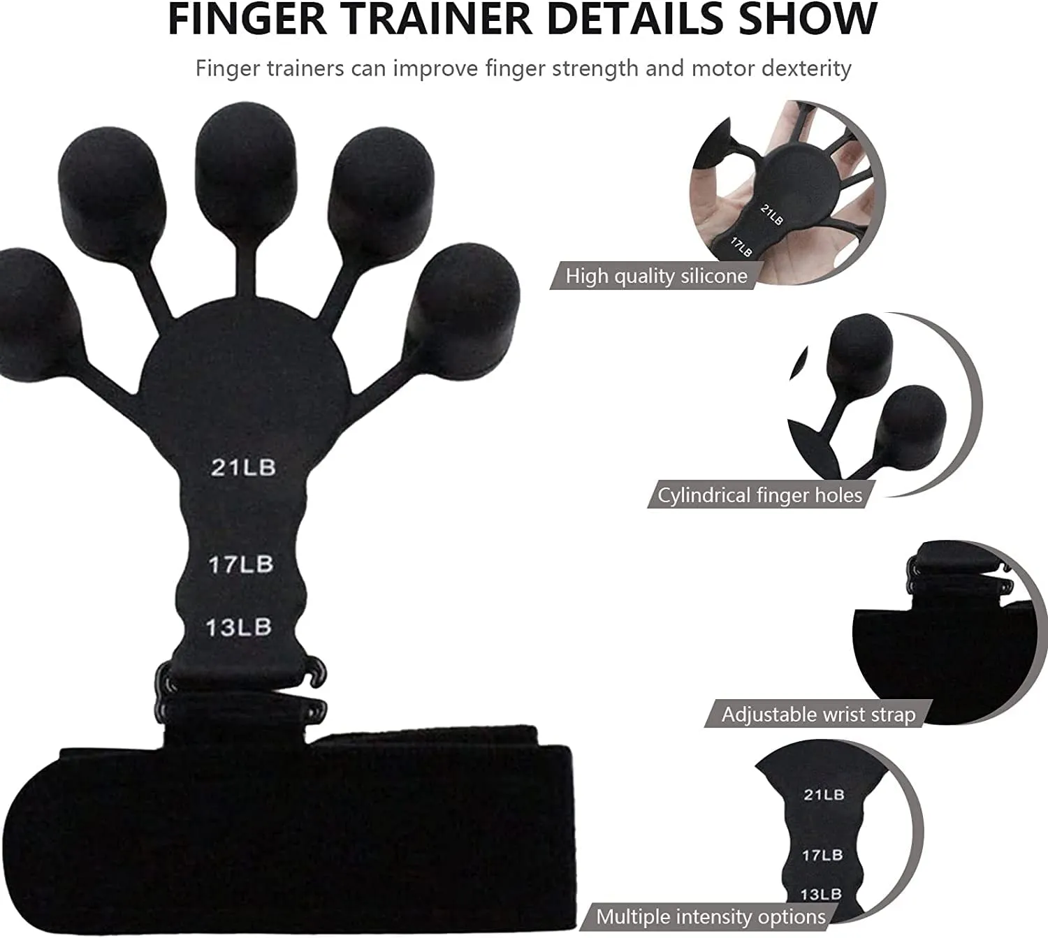 3 Resistant Level Finger Exerciser Finger Strengthener