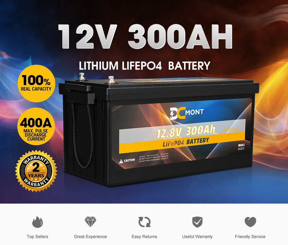 300Ah 12V Lithium Battery LiFePO4 6000 Cycle Built-in BMS Rechargeable for RV