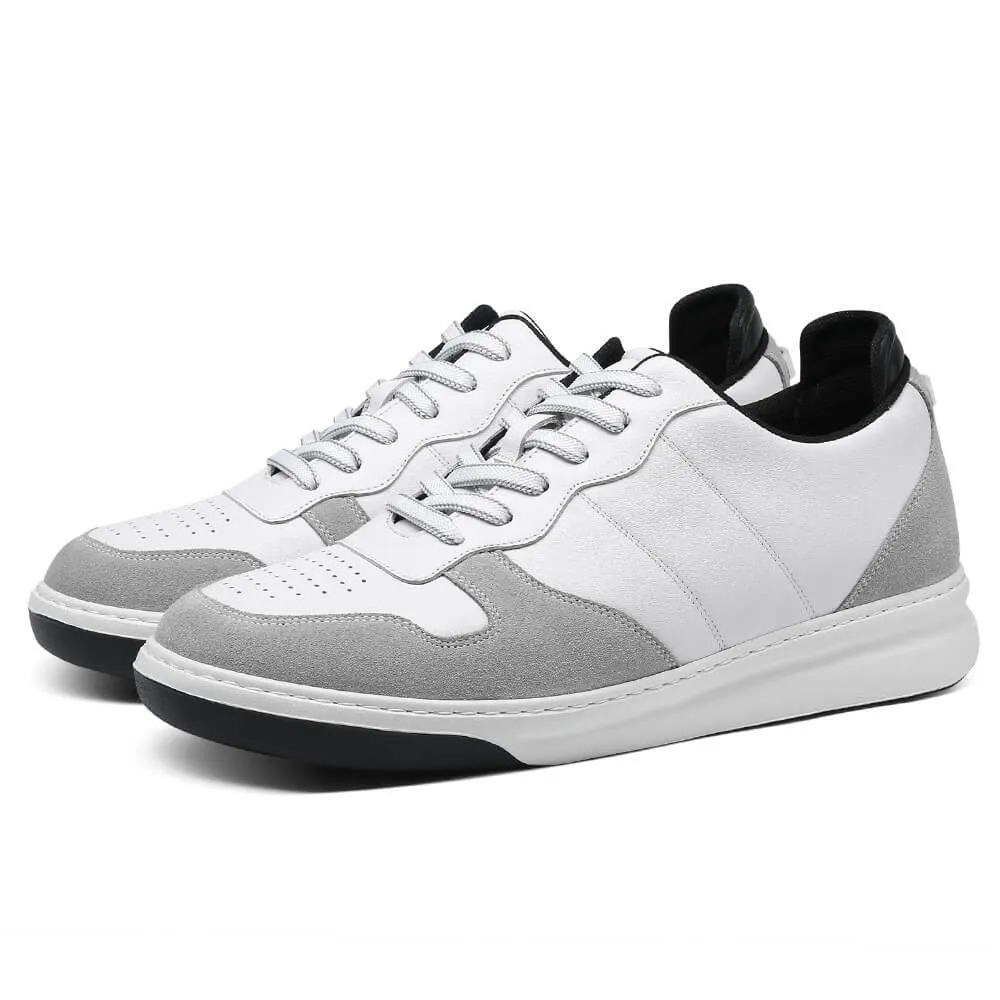 6 CM/2.36 Inches CMR CHAMARIPA Men's Height-Increasing Sneakers - Elevate Your Style in White Suede