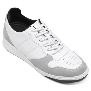 6 CM/2.36 Inches CMR CHAMARIPA Men's Height-Increasing Sneakers - Elevate Your Style in White Suede