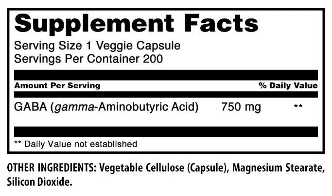 Amazing Formulas GABA | 750 Mg | 200 Veggie Capsules