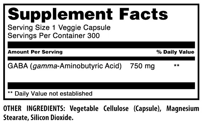 Amazing Formulas GABA | 750 Mg | 300 Veggie Capsules