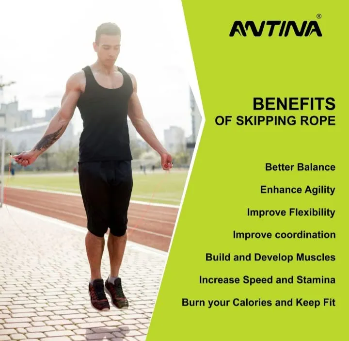 Antina Skipping-Rope Jump Skipping Rope for Men, Women, Weight Loss, Kids, Girls, Children, Adult - Best in Fitness, Sports, Exercise, Workout