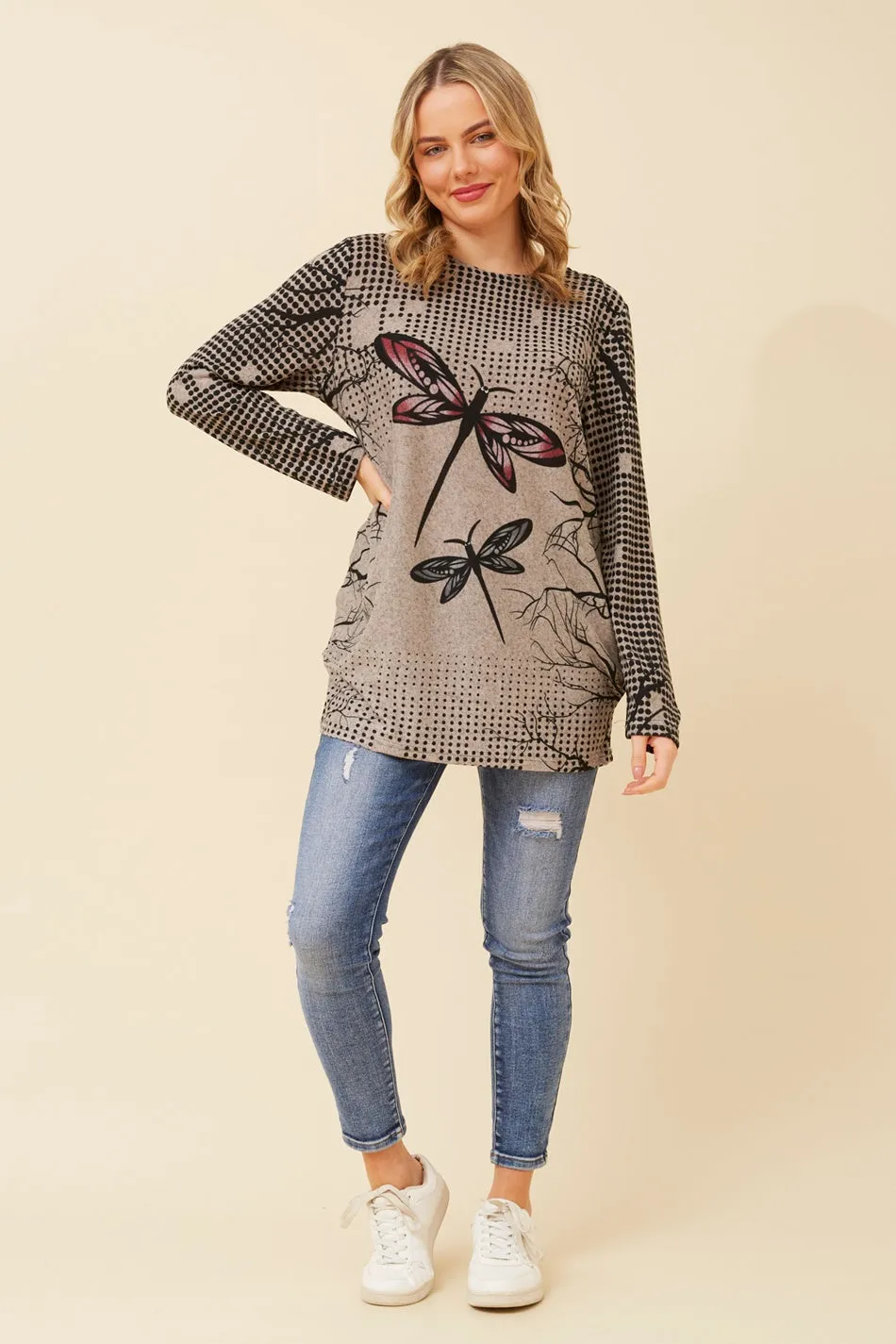 BEAU DRAGONFLY PRINT TOP