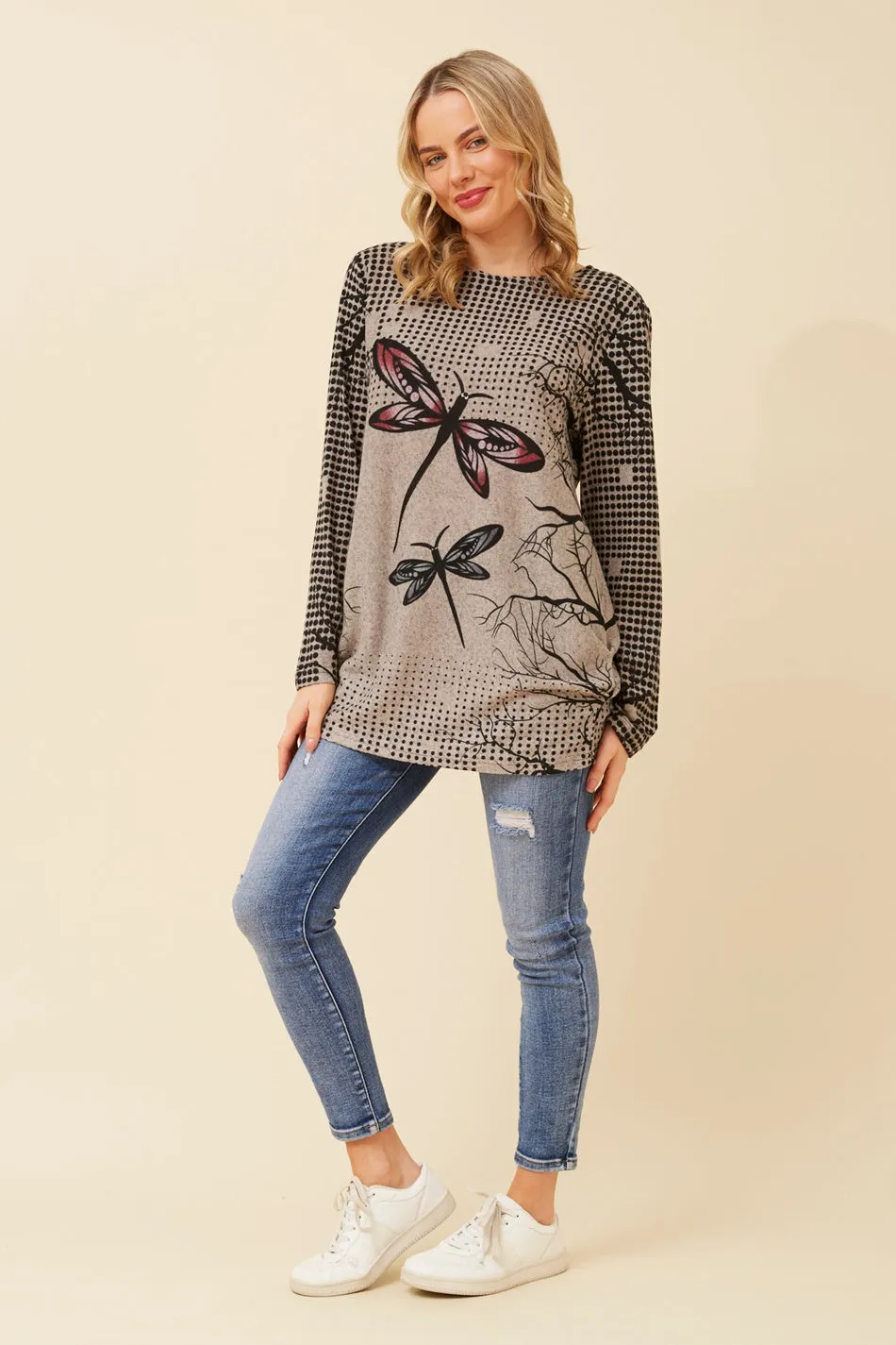 BEAU DRAGONFLY PRINT TOP