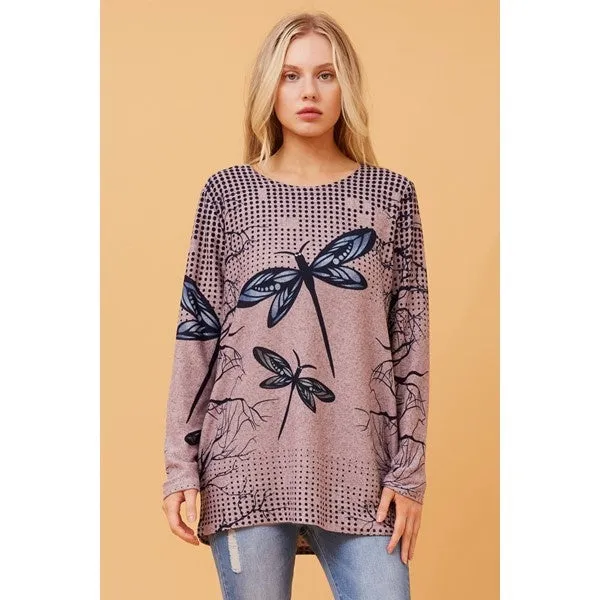 BEAU DRAGONFLY PRINT TOP