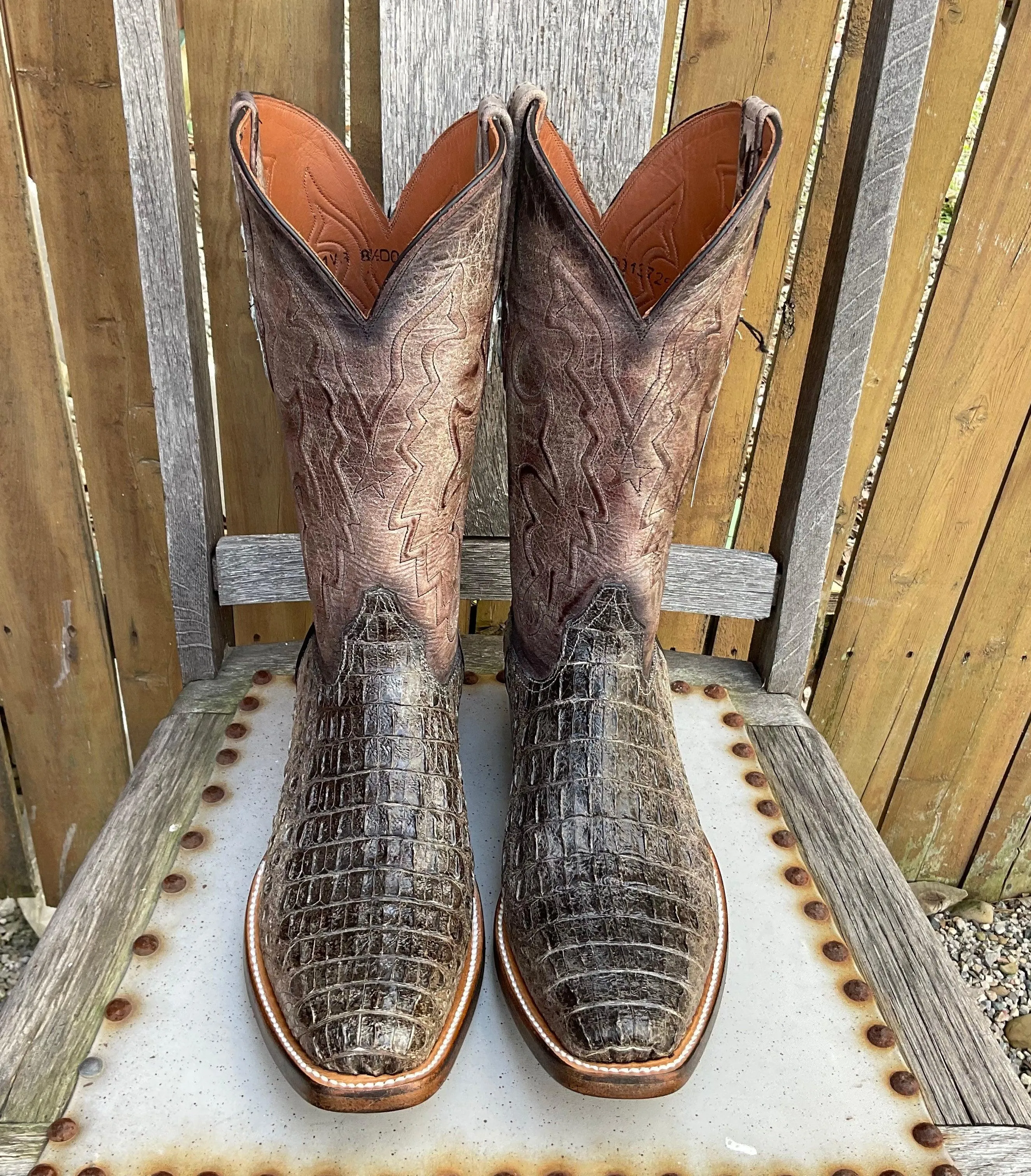 Black Jack Men’s Natural Caiman Body Cut Hornback Cowboy Boots NT-7721-V3