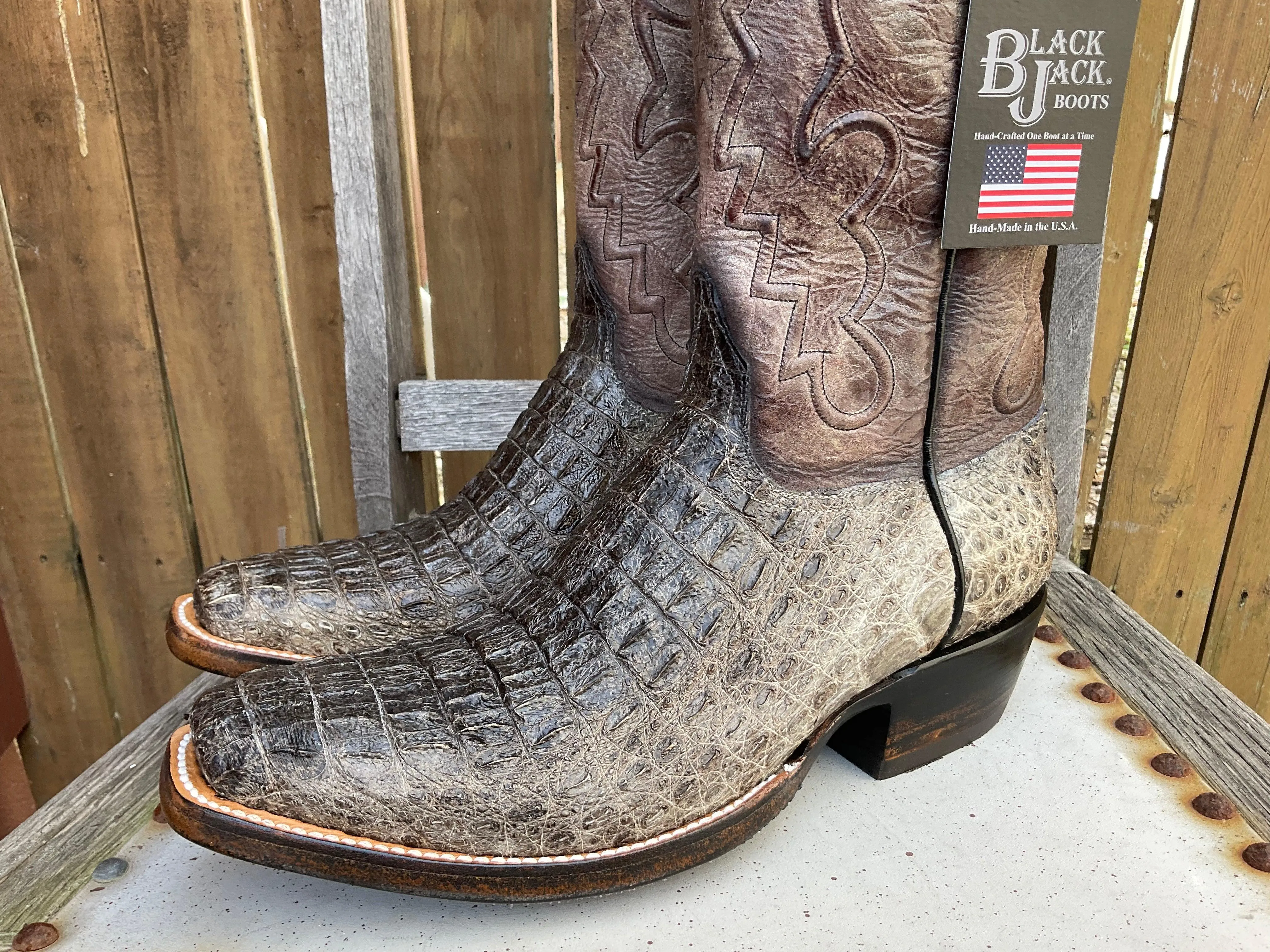 Black Jack Men’s Natural Caiman Body Cut Hornback Cowboy Boots NT-7721-V3