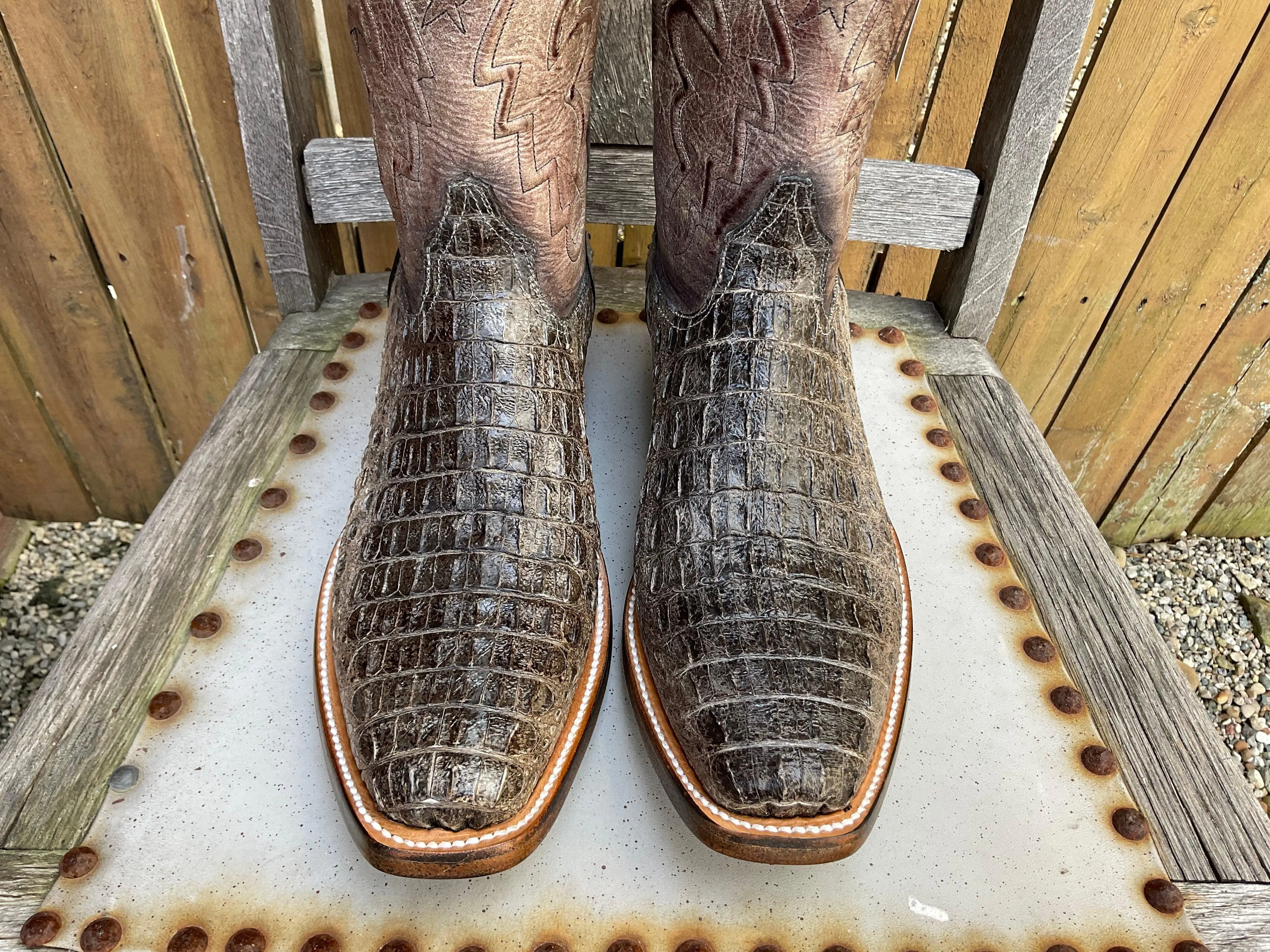 Black Jack Men’s Natural Caiman Body Cut Hornback Cowboy Boots NT-7721-V3