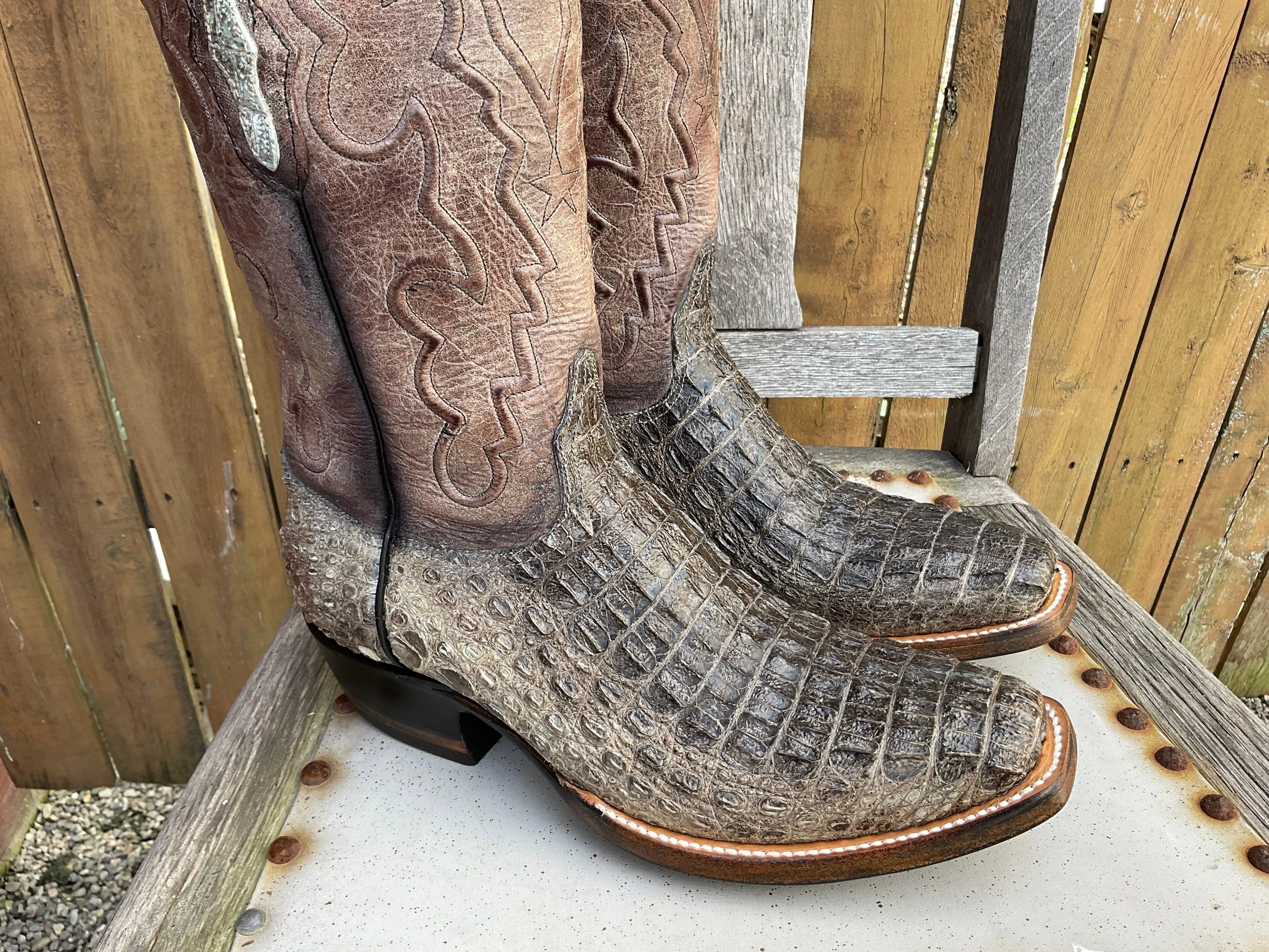 Black Jack Men’s Natural Caiman Body Cut Hornback Cowboy Boots NT-7721-V3