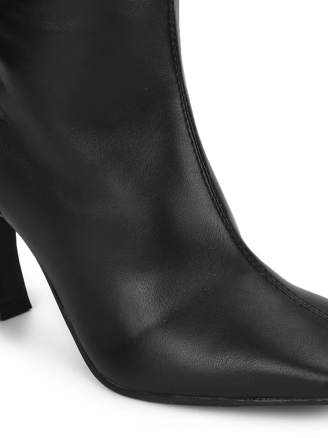 Black PU Pointed Knee High Boots (ST-1158)