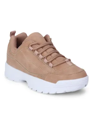 Blush Mircro Cleated Bottom Lace-Up Sneakers