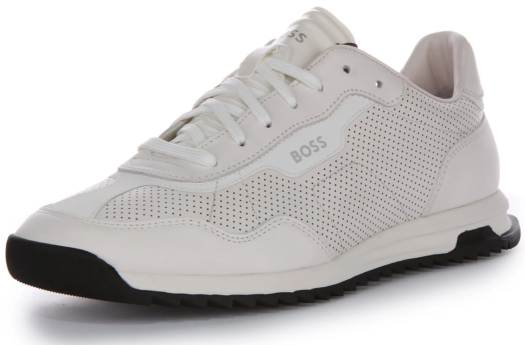 Boss Zayn Low Profile Perf Leather In White For Men