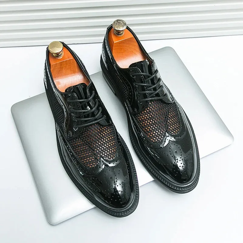 Breathable Lace-Up Microfiber Shoes