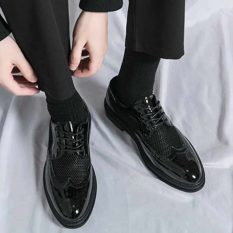 Breathable Lace-Up Microfiber Shoes