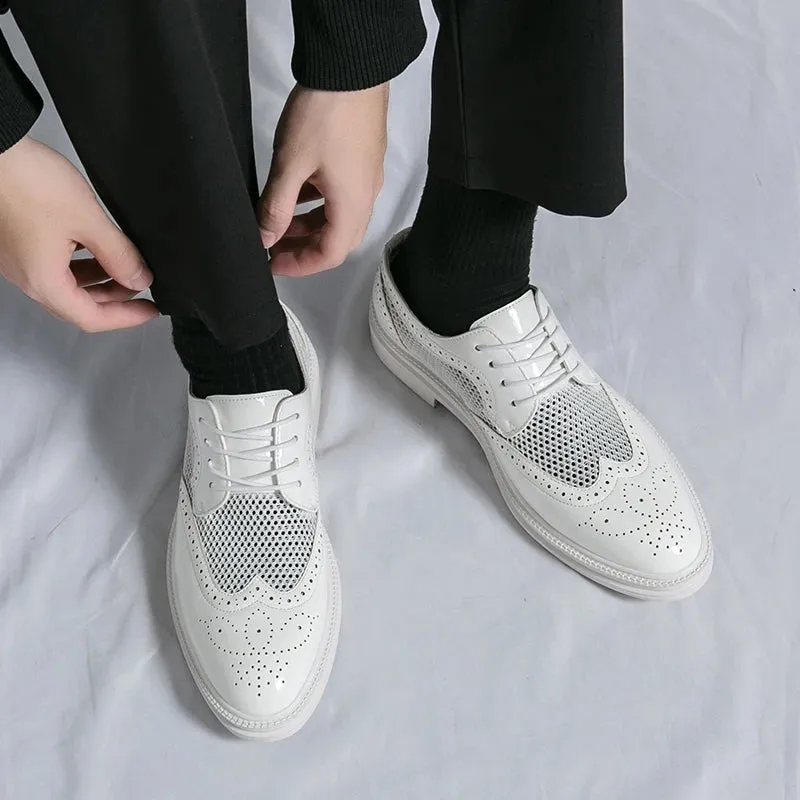 Breathable Lace-Up Microfiber Shoes