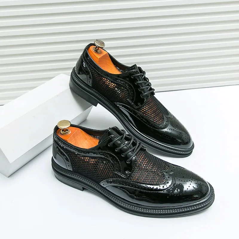 Breathable Lace-Up Microfiber Shoes