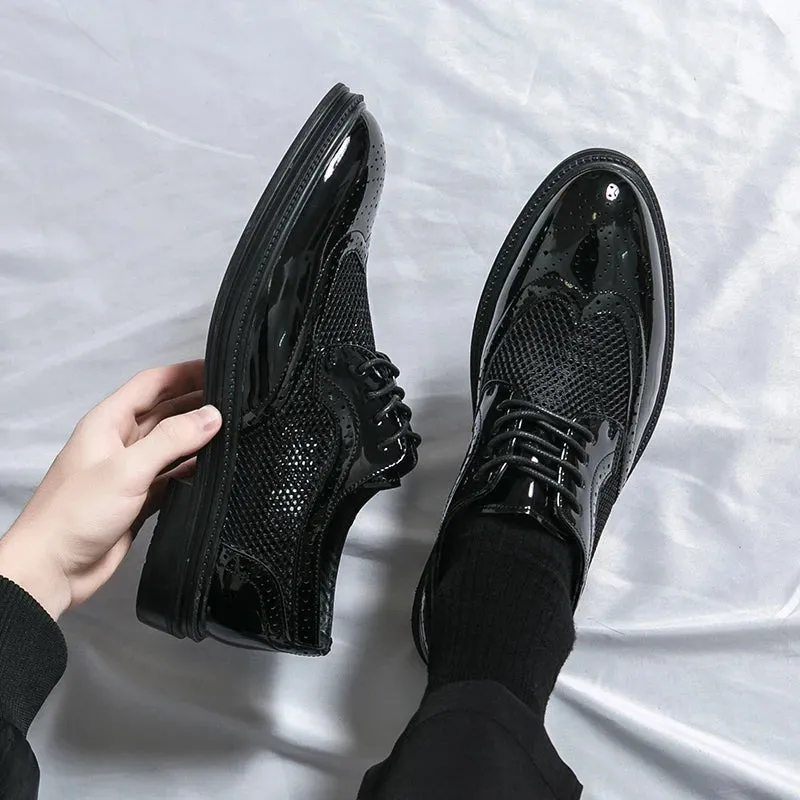 Breathable Lace-Up Microfiber Shoes