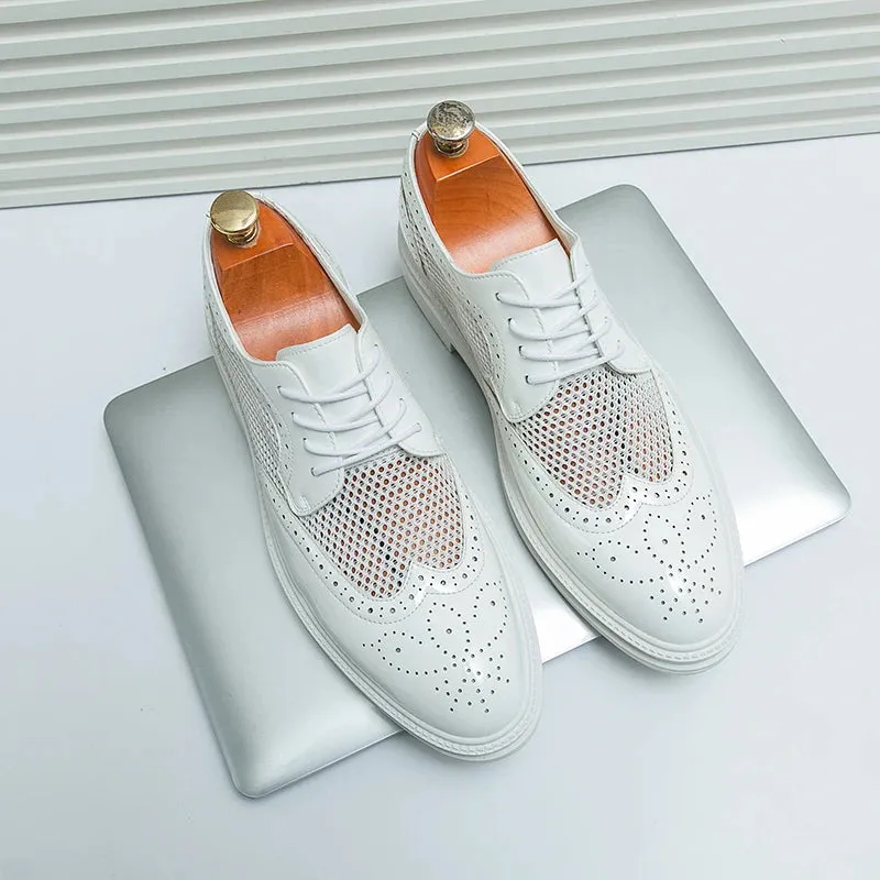 Breathable Lace-Up Microfiber Shoes