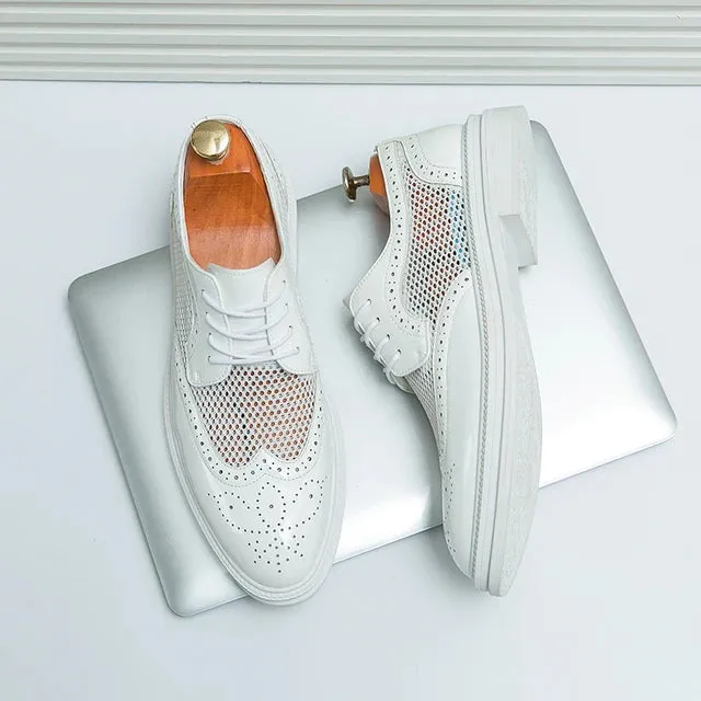 Breathable Lace-Up Microfiber Shoes