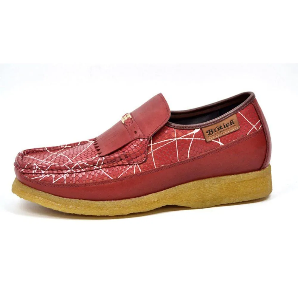 British Walkers Apollo 2 Men's Red Snake Skin Crepe Sole Shoes