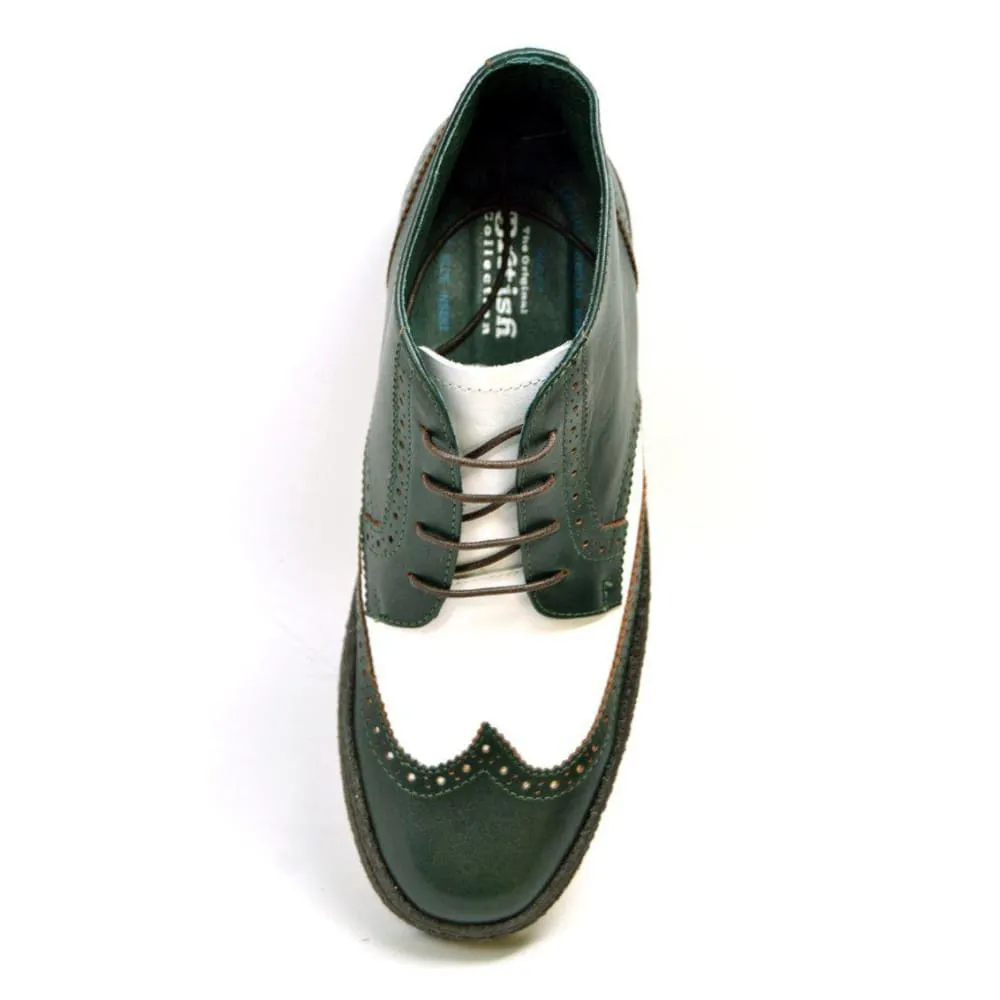 British Walkers Men's Wingtip Green & White Leather