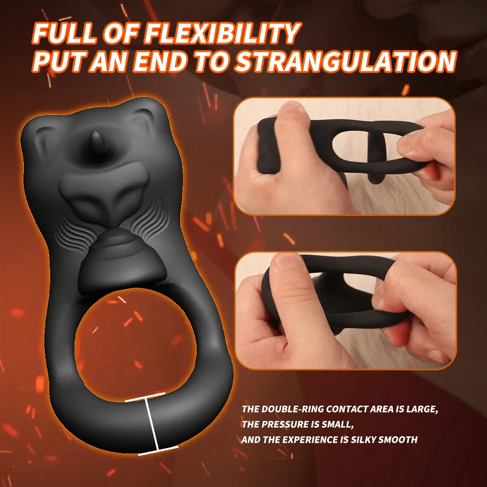 Bull Cock Ring - Double Penetration Cock and Ball Ring - 12 Vibration Modes