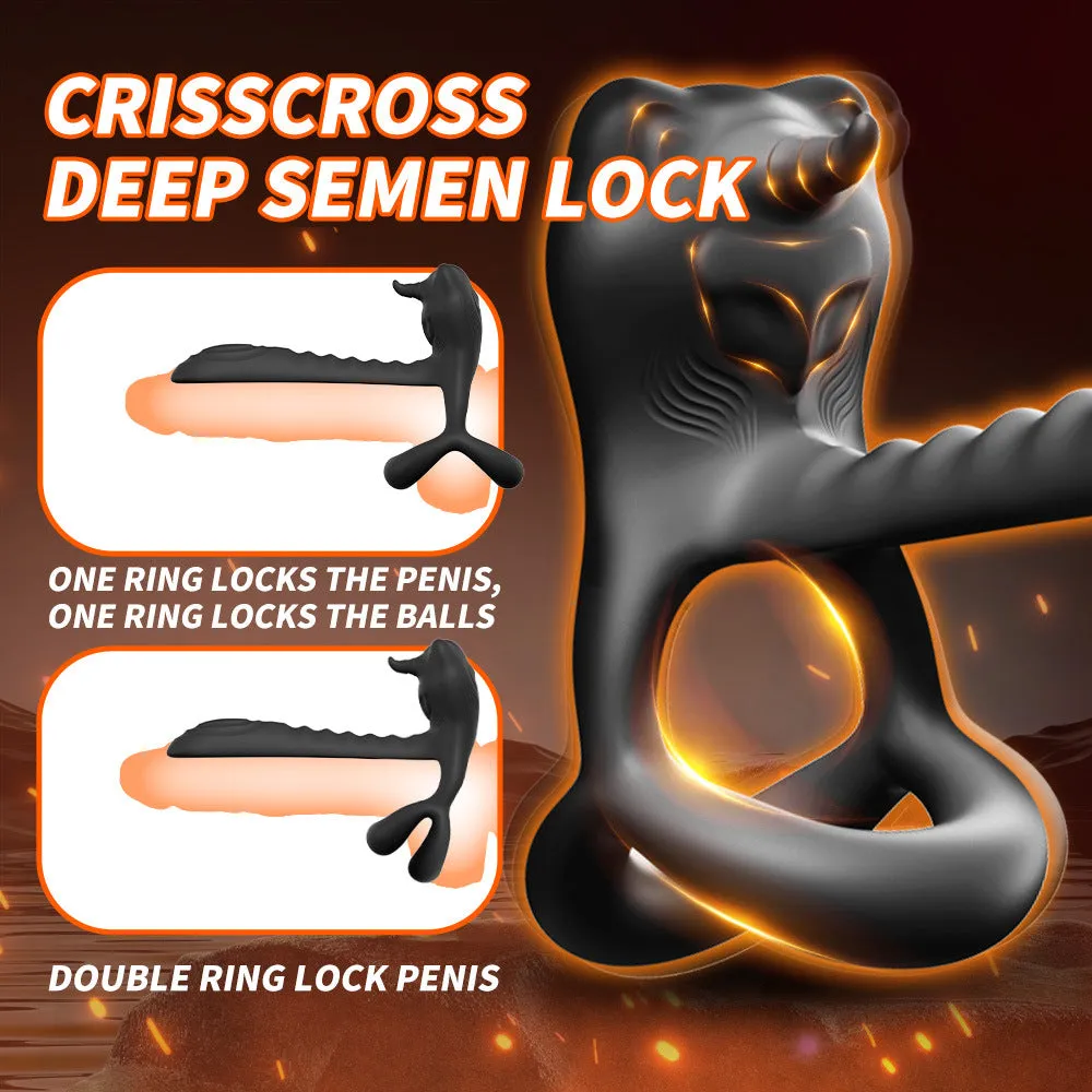 Bull Cock Ring - Double Penetration Cock and Ball Ring - 12 Vibration Modes