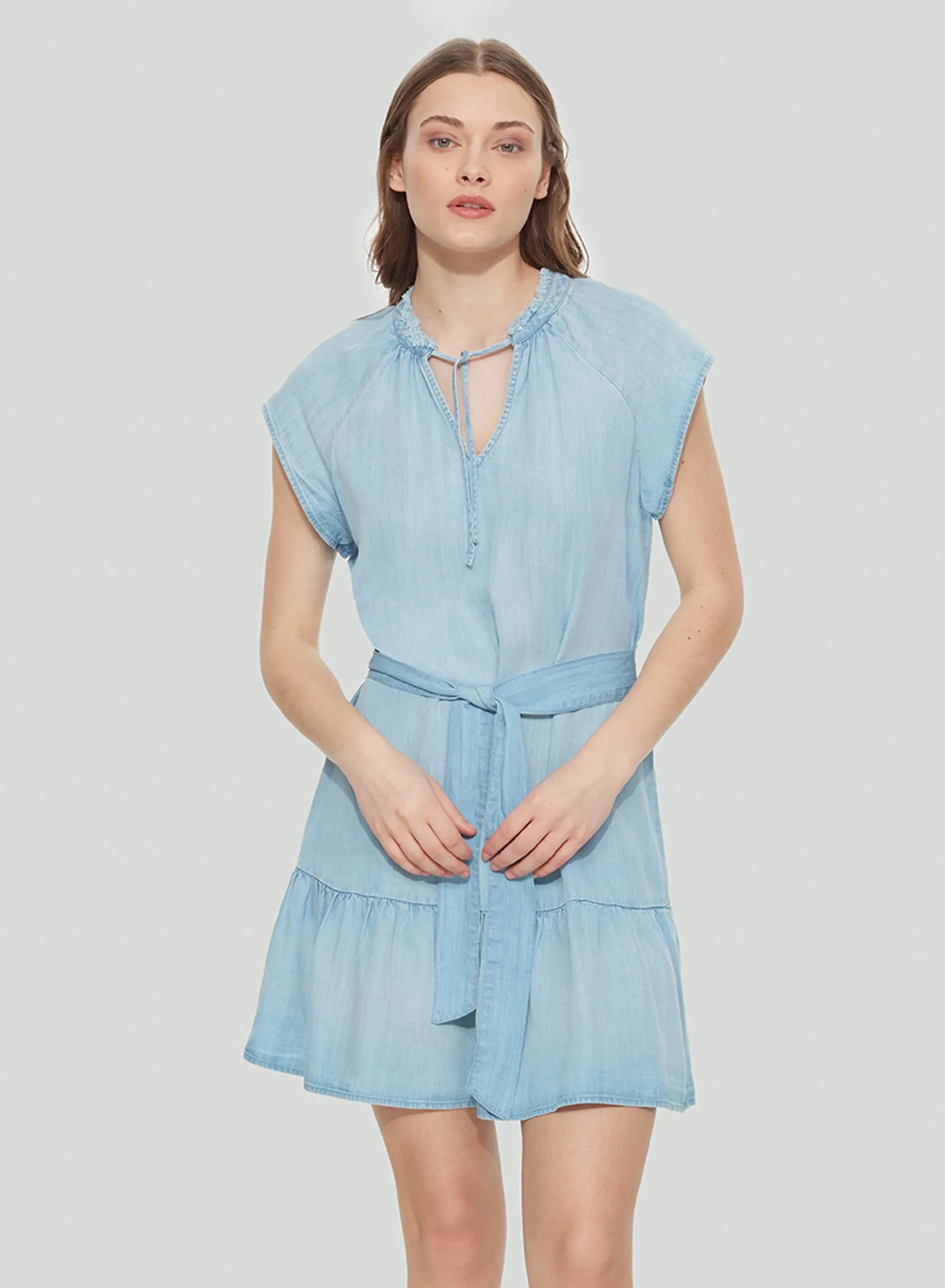 Dex Light Blue Wash Tencel Dress