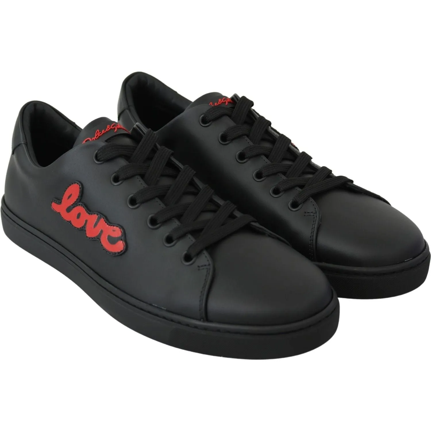 Dolce & Gabbana Elegant Leather Sneakers with Red Accents