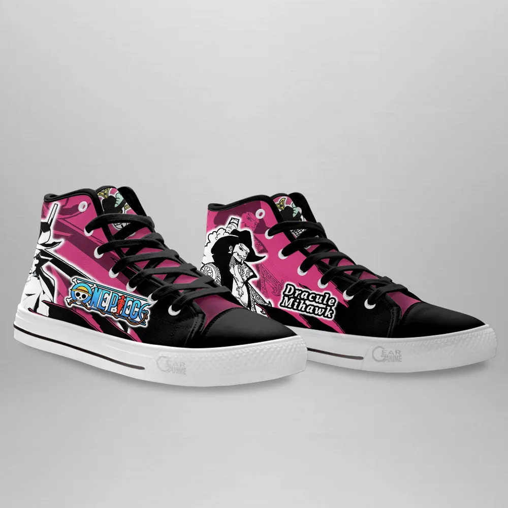 Dracule Mihawk High Top Shoes OP Custom Anime Sneakers Mix Manga