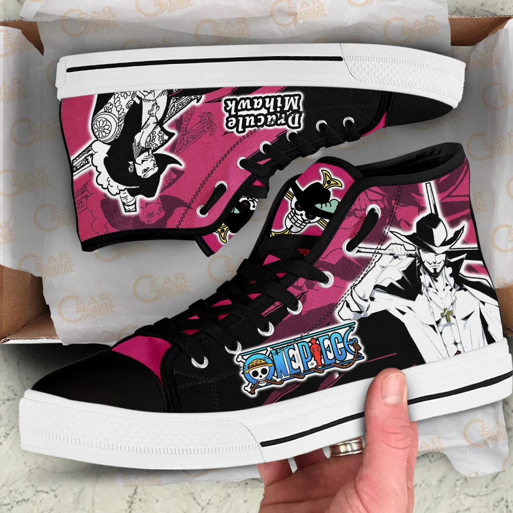 Dracule Mihawk High Top Shoes OP Custom Anime Sneakers Mix Manga