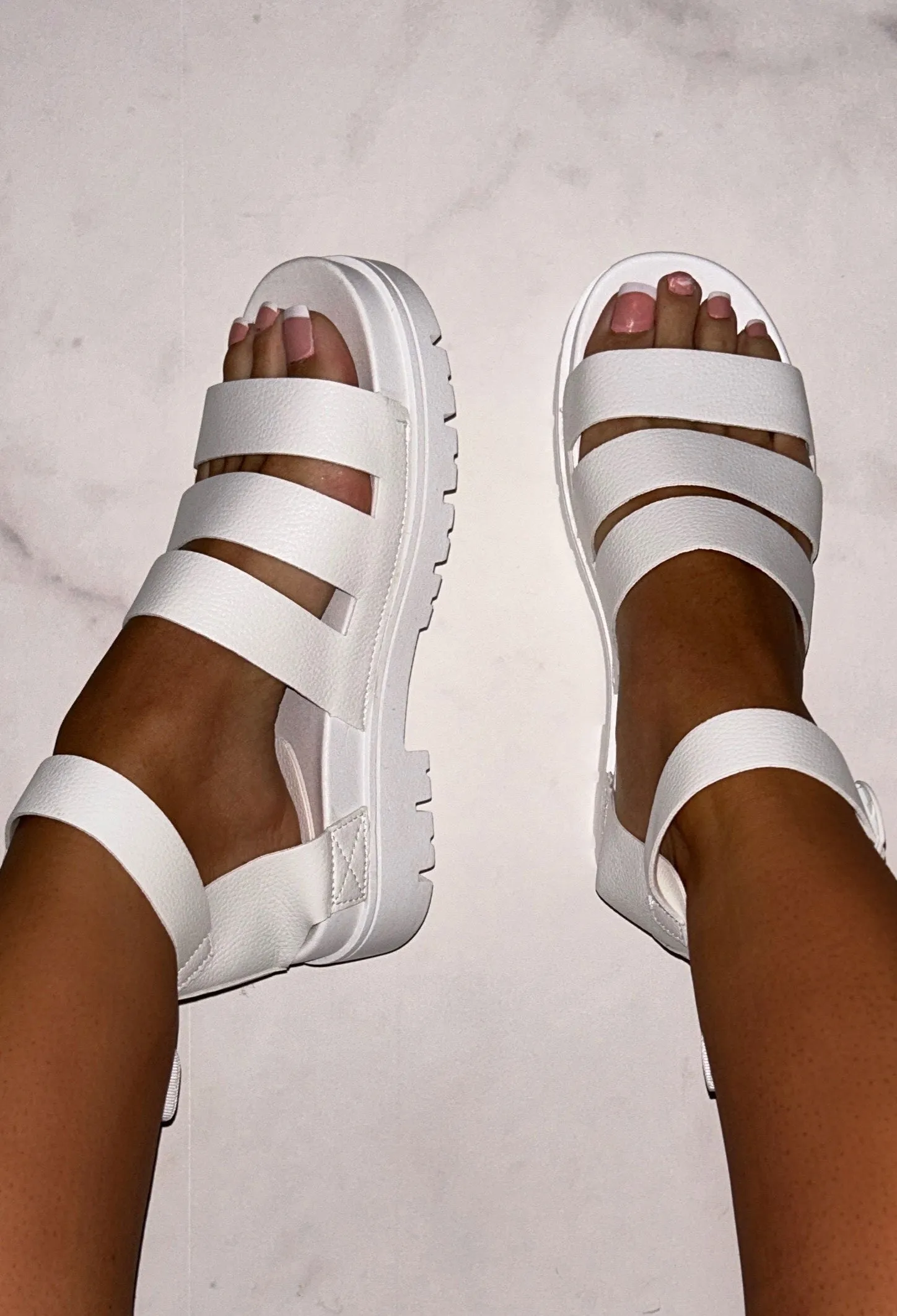 Dream Babe White Chunky Strap Sandals