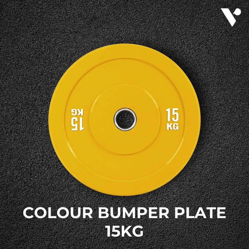 Durable Rubber Coated Bumper Plate 15KG Yellow Verpeak