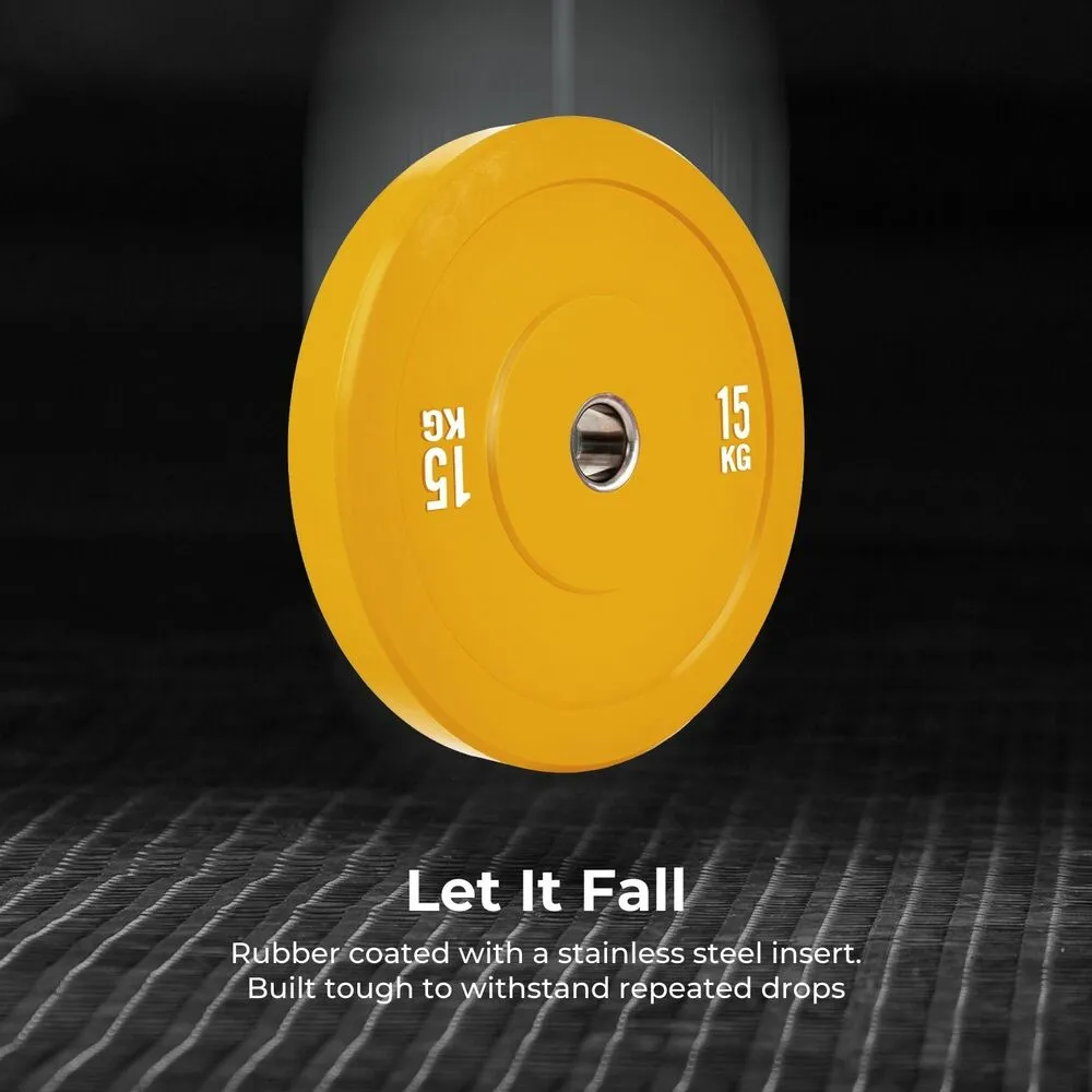 Durable Rubber Coated Bumper Plate 15KG Yellow Verpeak