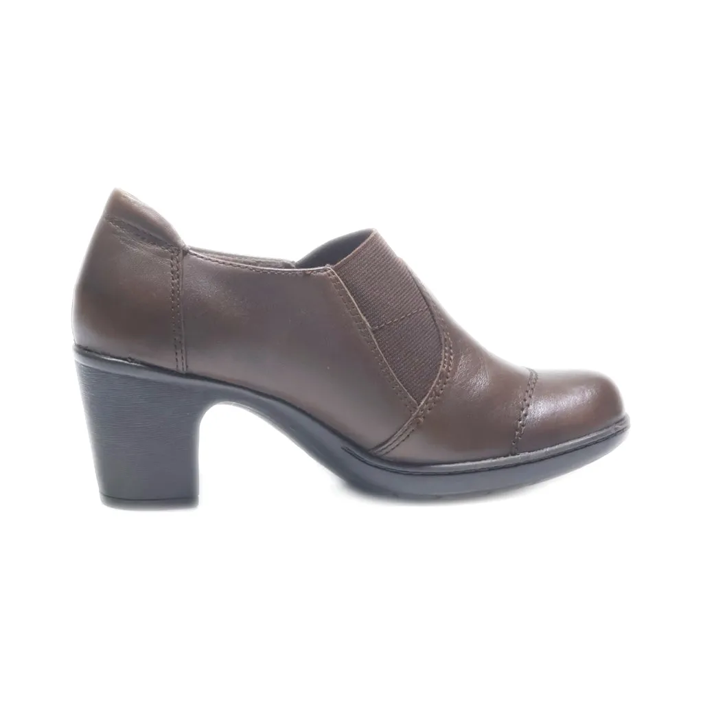 Earth Mid-Heel Shoes Leather Brown Colour For Women