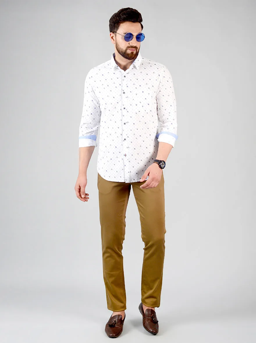 Eclipse Printed Slim Fit Casual Shirt | JadeBlue