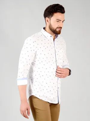 Eclipse Printed Slim Fit Casual Shirt | JadeBlue