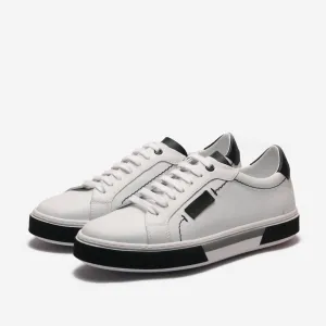 Ether-Men's White/Black Leather Trainers