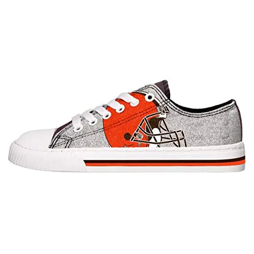 FOCO Cleveland Browns NFL Womens Glitter Low Top Canvas Shoes - 9