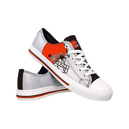 FOCO Cleveland Browns NFL Womens Glitter Low Top Canvas Shoes - 9