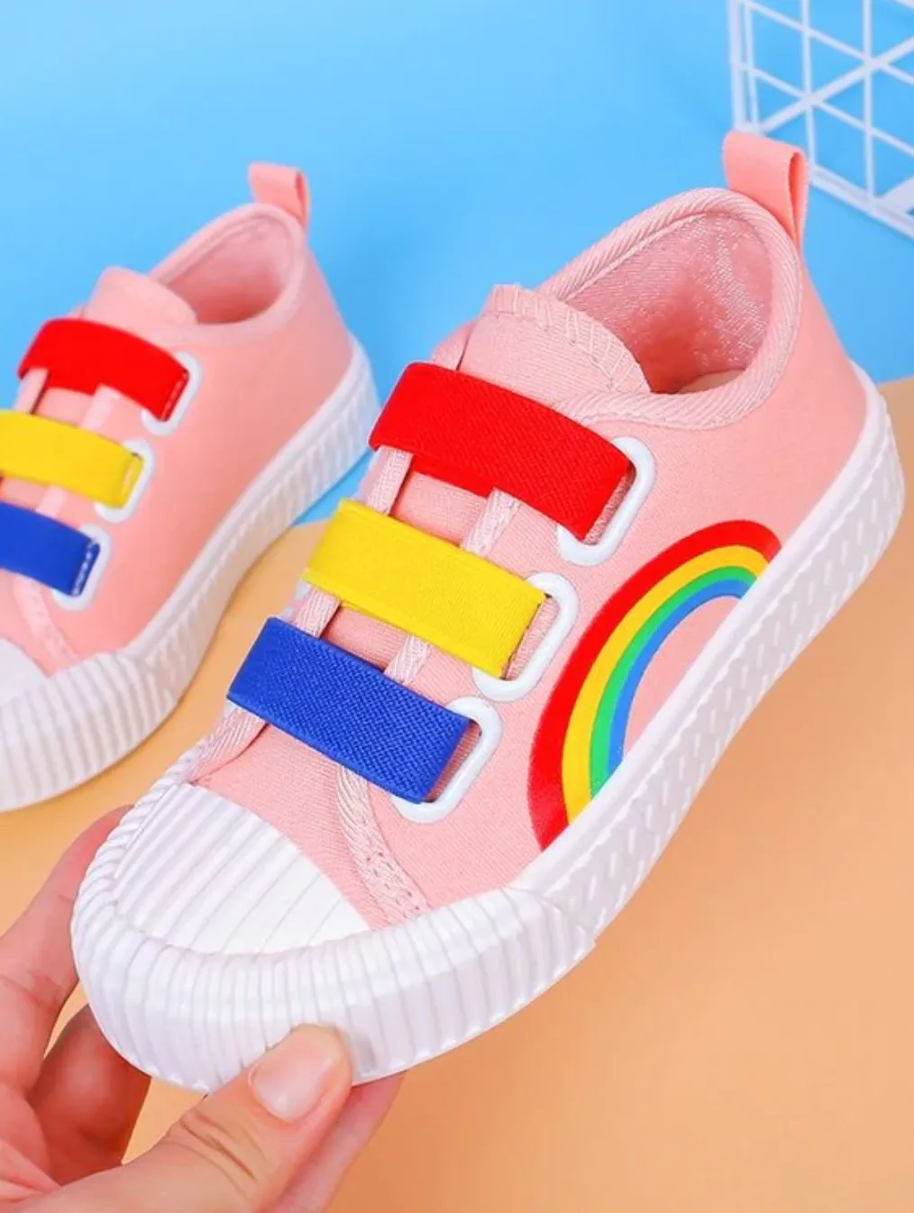 Girls Canvas Casual Rainbow Sneakers By Liv and Mia