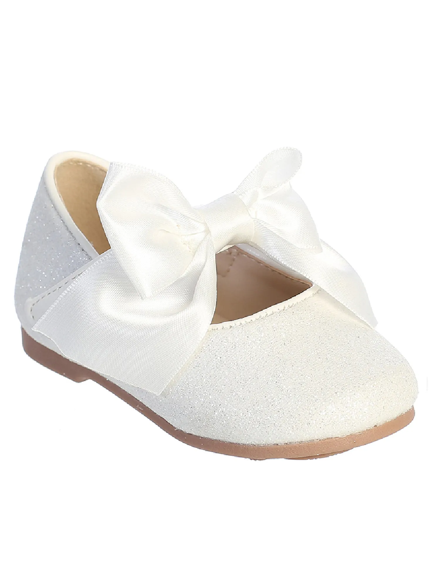 Girls White Glitter Satin Bow Mary Jane Shoes 1 Baby-8 Toddler