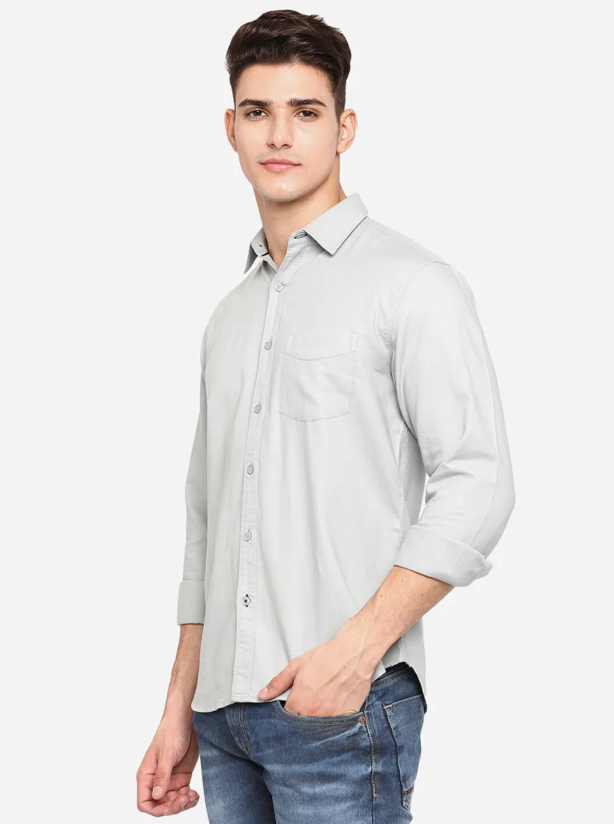 Grey Solid Slim Fit Semi Casual Shirt | Greenfibre