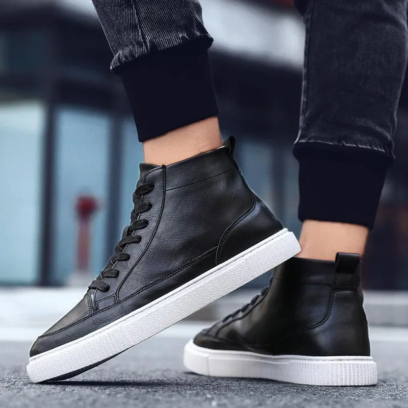 High-top Sneakers Korean Casual Leather Shoes