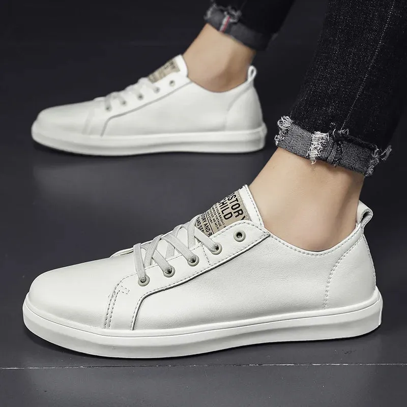 Hnzxzm Men's Leather Sneakers white Dress Shoes Designer Fashion Platform Leather Casual Outdoor Flats Shoes Spring autumn shoes men