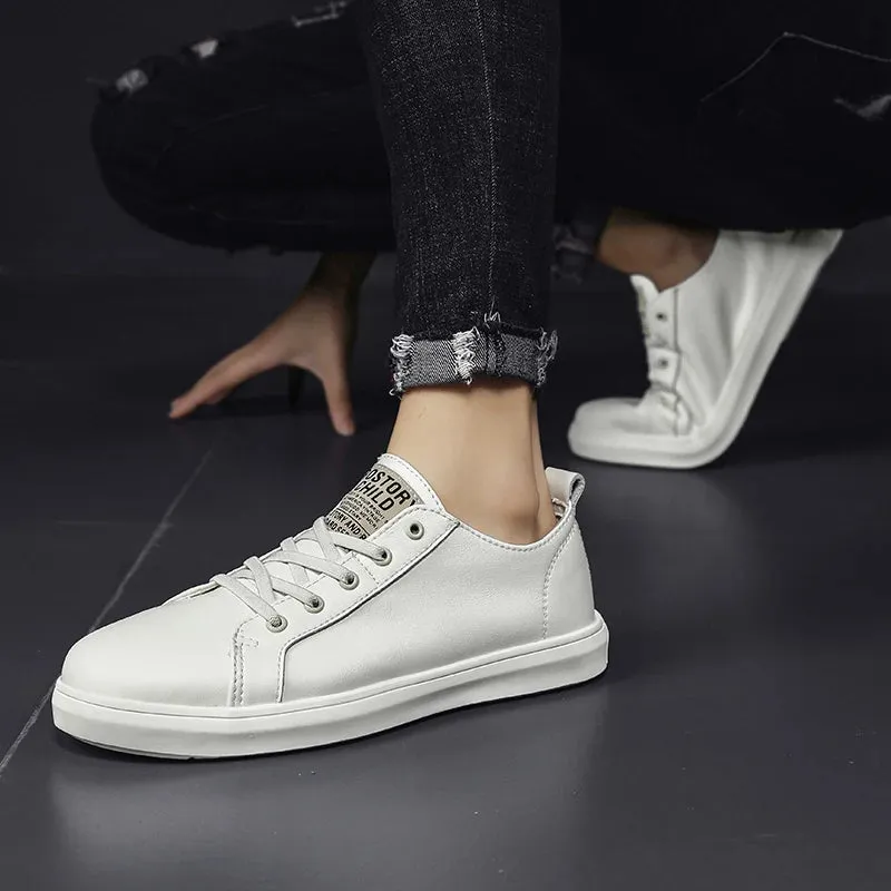 Hnzxzm Men's Leather Sneakers white Dress Shoes Designer Fashion Platform Leather Casual Outdoor Flats Shoes Spring autumn shoes men