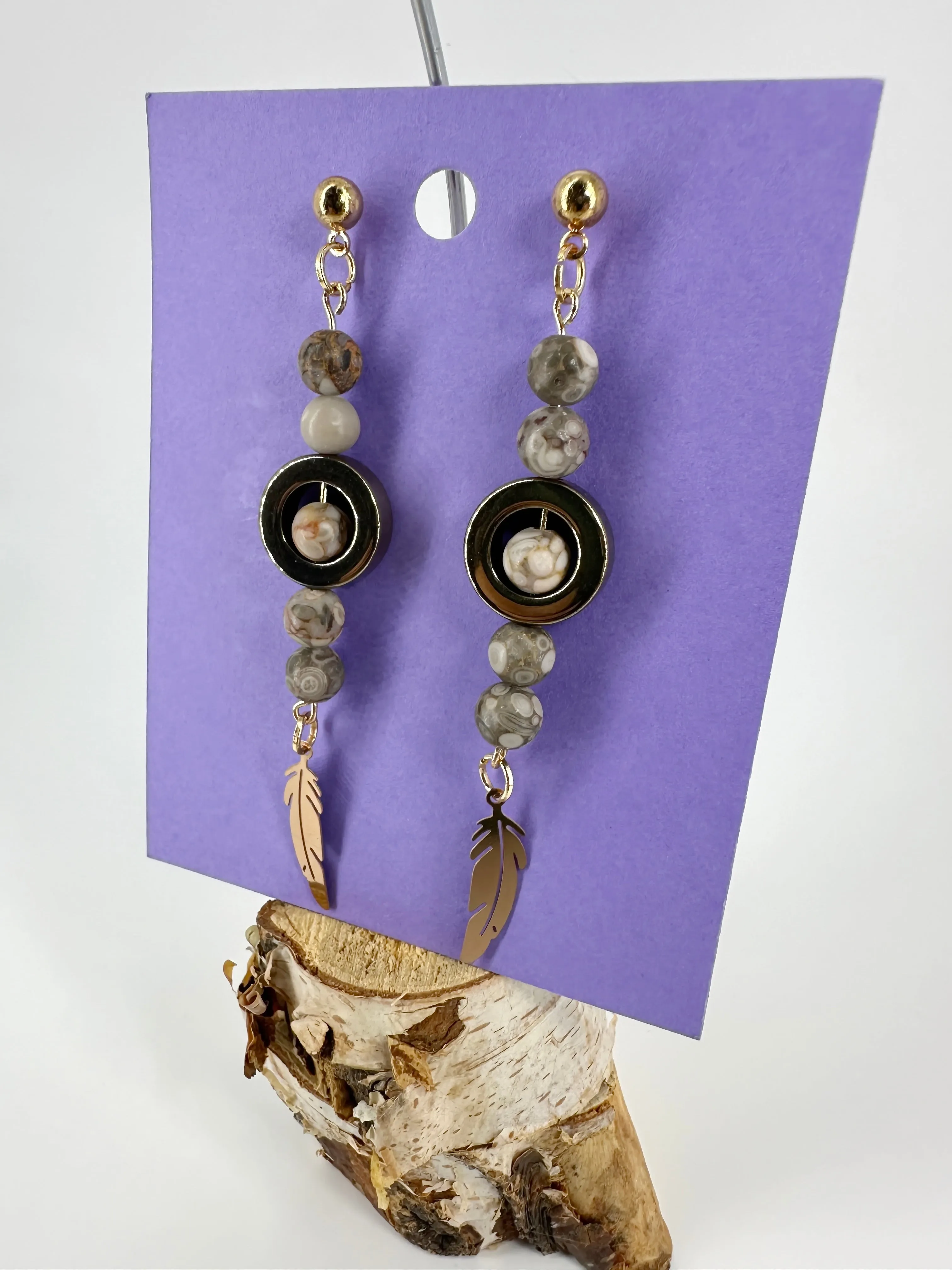 Indigenous Handmade Earrings - Maifanite & Hematite